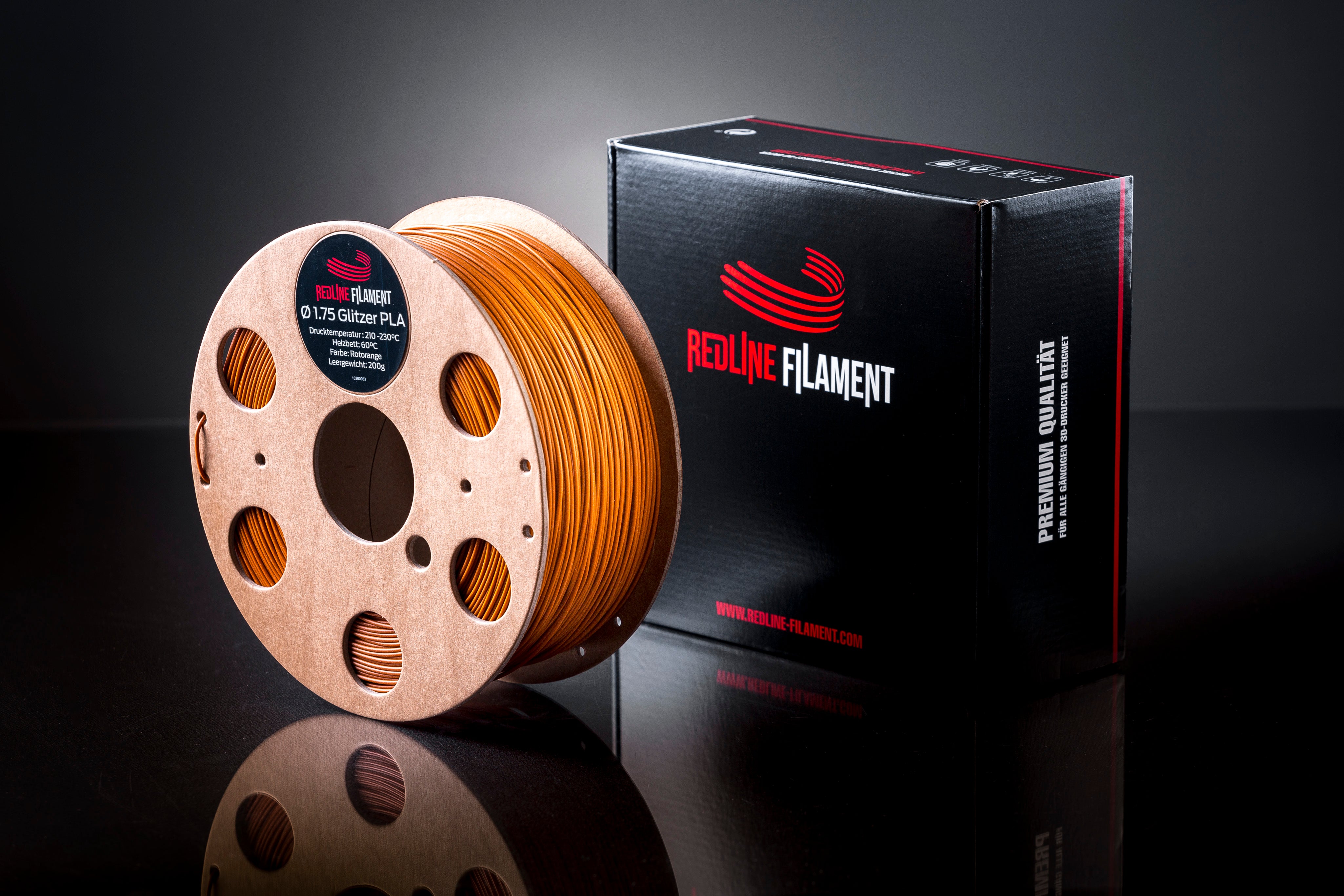 Glitzer PLA Rotorange