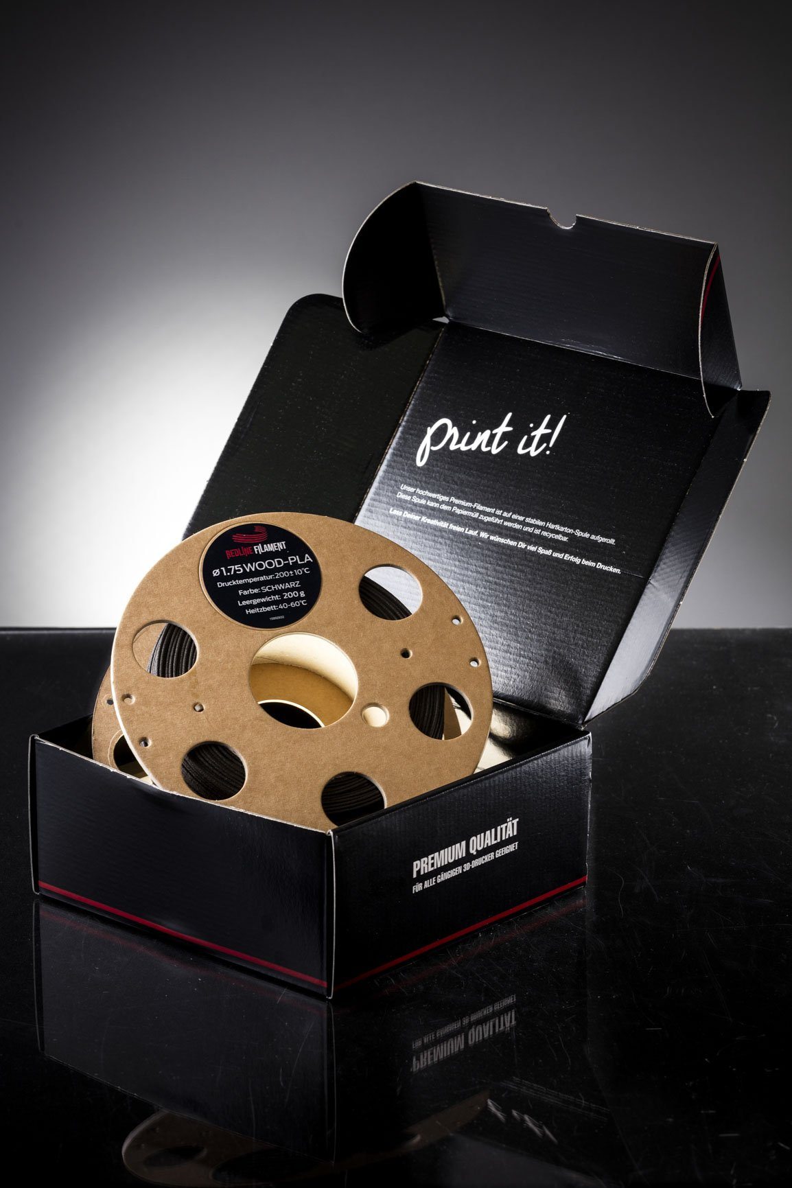 Holz Filament Schwarz WOOD-PLA FILAMENT REDLINE FILAMENT