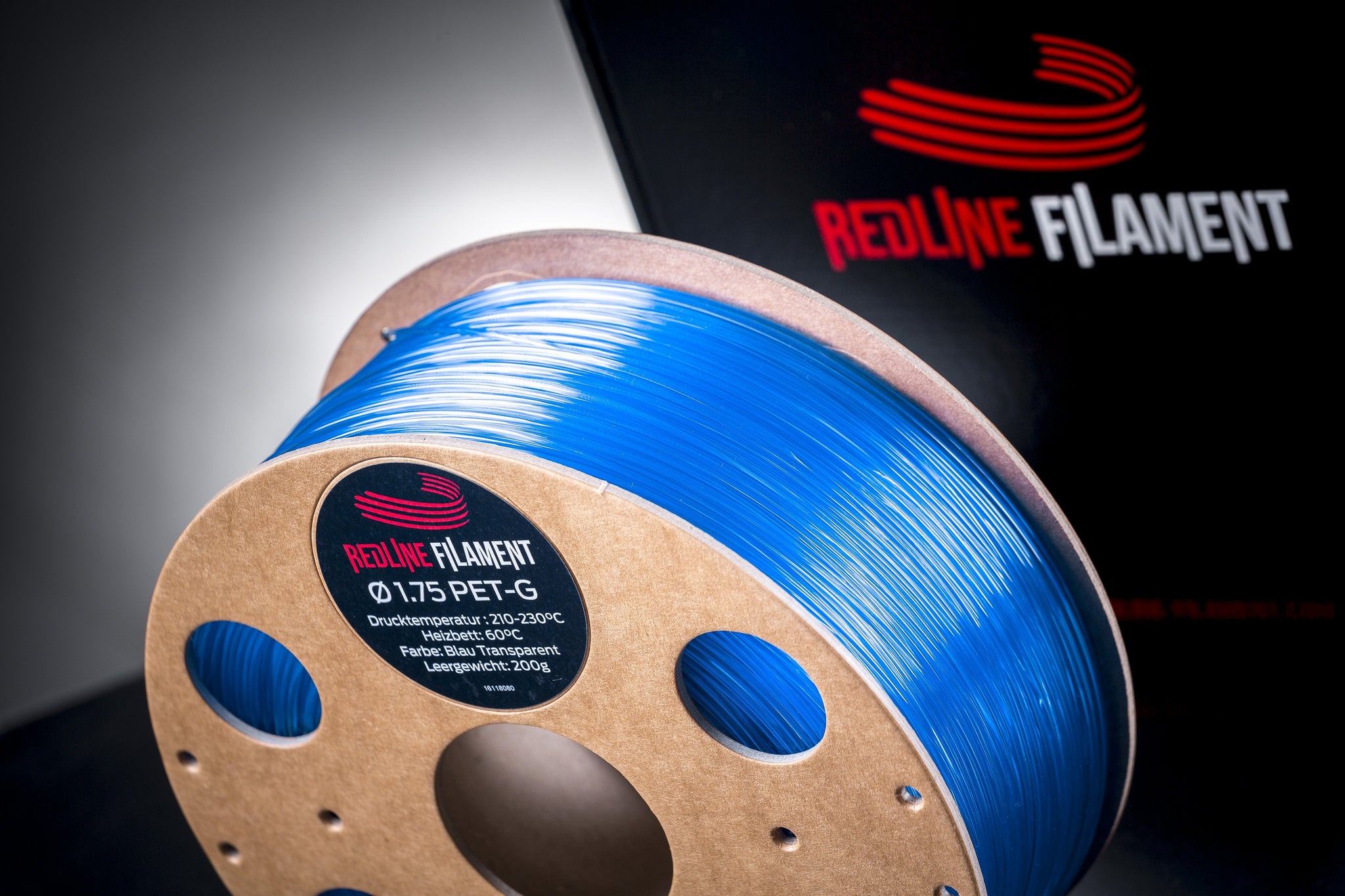 PET-G Filament Transparent Blau PET-G REDLINE FILAMENT