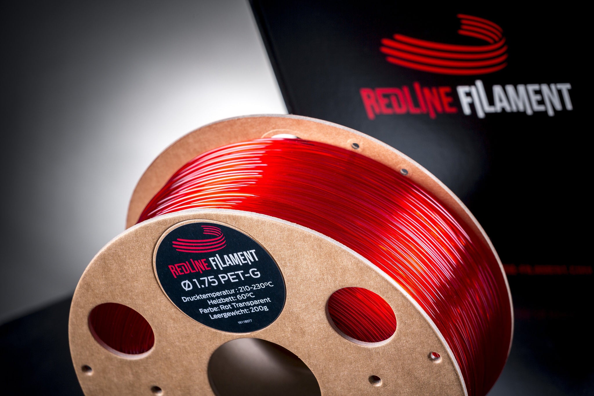 PET-G Filament Transparent Rot PET-G REDLINE FILAMENT