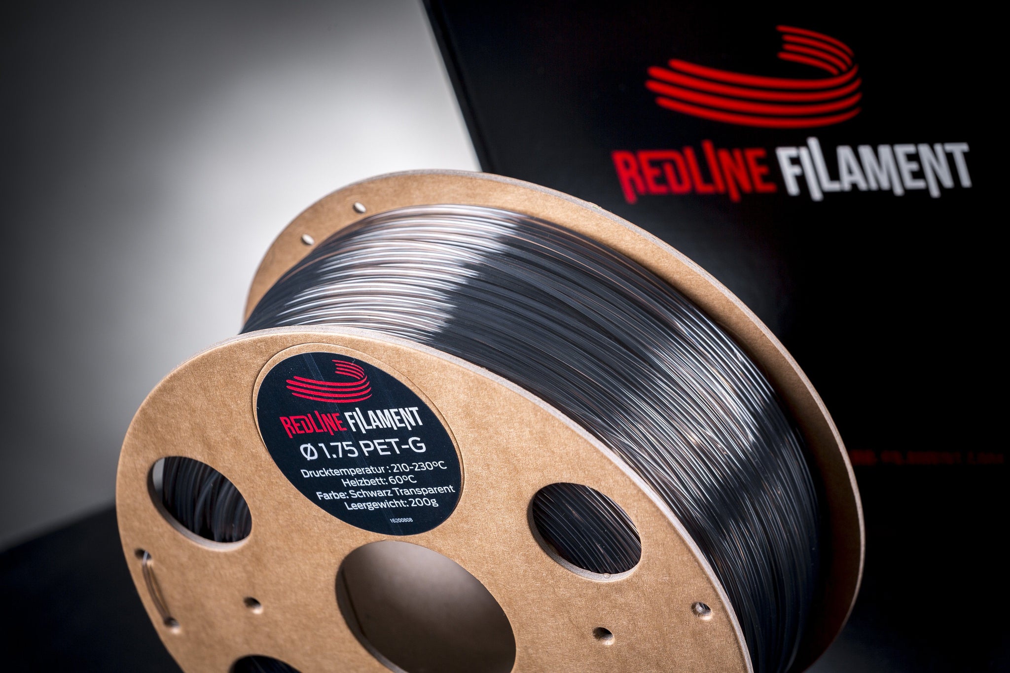 PET-G Filament Transparent Schwarz PET-G REDLINE FILAMENT